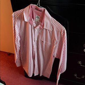 Lacoste Men’s White Shirt with Red Pinstripes